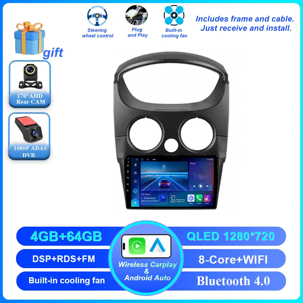 Car DVD Android 16 Radio Stereo For Chevrolet Spark M200 2005 -2009 High-Performance CPU QLED Screen Multimedia player NO 2Din