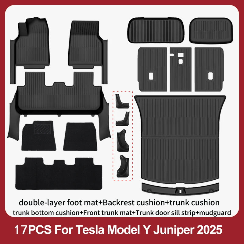 Floor Mats For 2025-2026 Tesla Model Y Juniper Premium/Performance TPE Floor Liner& Accessories Full-Door Sill Protective Cover