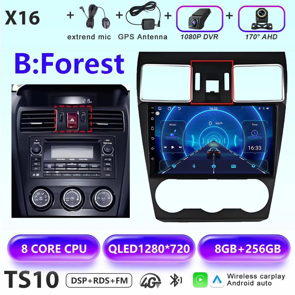 Android 16 Car radio For Subaru Forester 4 SJ XV WRX 2015 2016 - 2018 head unit Multimedia High-performance Navigation Screen