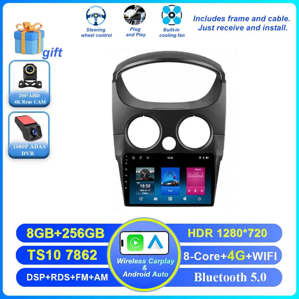 Car DVD Android 16 Radio Stereo For Chevrolet Spark M200 2005 -2009 High-Performance CPU QLED Screen Multimedia player NO 2Din