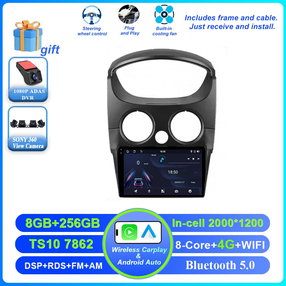 Car DVD Android 16 Radio Stereo For Chevrolet Spark M200 2005 -2009 High-Performance CPU QLED Screen Multimedia player NO 2Din