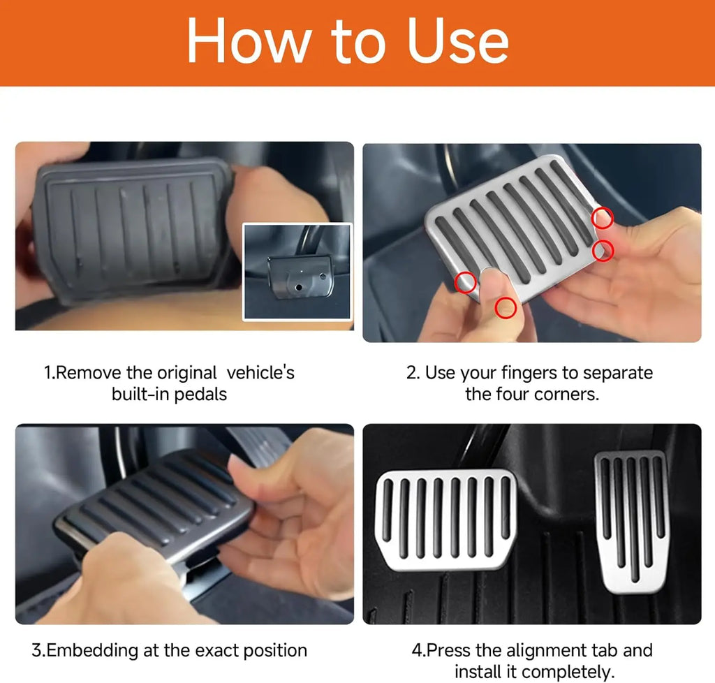 For Tesla Performance Pedal Pads Cover Foot Aluminum Non-Slip Pedals for Model Y(Juniper) Model 3(Highland) 3/Y 2017-2026