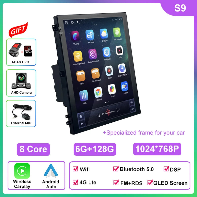 8 Core 4G Lte 9.7 Inch Android Car Multimedia Carplay Player Navigation GPS Radio Stereo Touch Screen for Jeep Compass 2017~2020