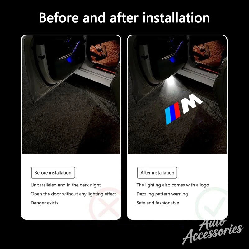 LED Car Door Welcome Lamp For BMW M Performance E46 E90 E60 F20 X1 F10 F30 Atmosphere Light Ghost Shadow Projector Light Sticker