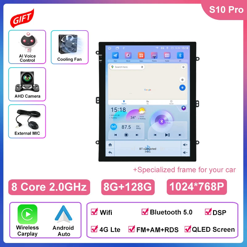 8 Core 4G Lte 9.7 Inch Android Car Multimedia Carplay Player Navigation GPS Radio Stereo Touch Screen for Jeep Compass 2017~2020