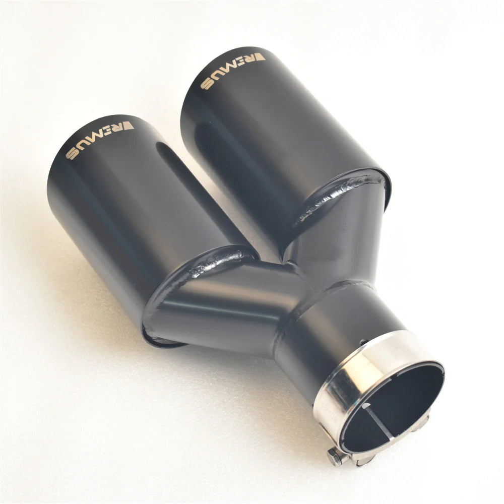 RMUS 304 Stainless Steel Dual Exit Exhaust Tips – Angled Cut, Gloss Black Finish, Universal Fit for Euro Cars (OE-Style Perform