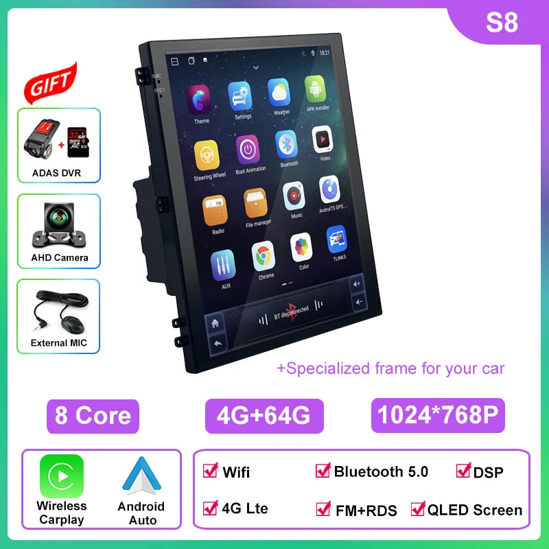 8 Core 4G Lte 9.7 Inch Android Car Multimedia Carplay Player Navigation GPS Radio Stereo Touch Screen for Jeep Compass 2017~2020