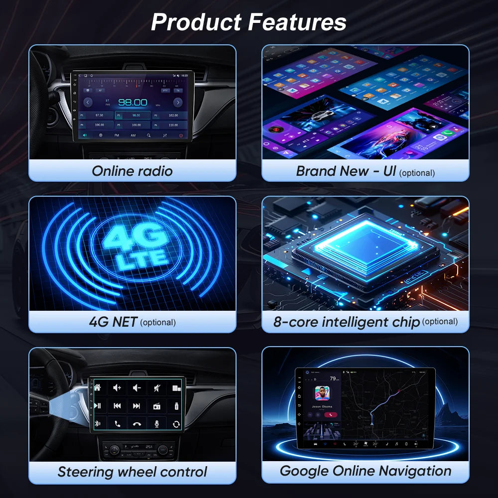 Android 15 Carplay For Ford Fiesta 1995 -2001 Focus MK1 1998-2004 Car High-Performance CPU GPS Navigation Touch Screen WIFI 4G