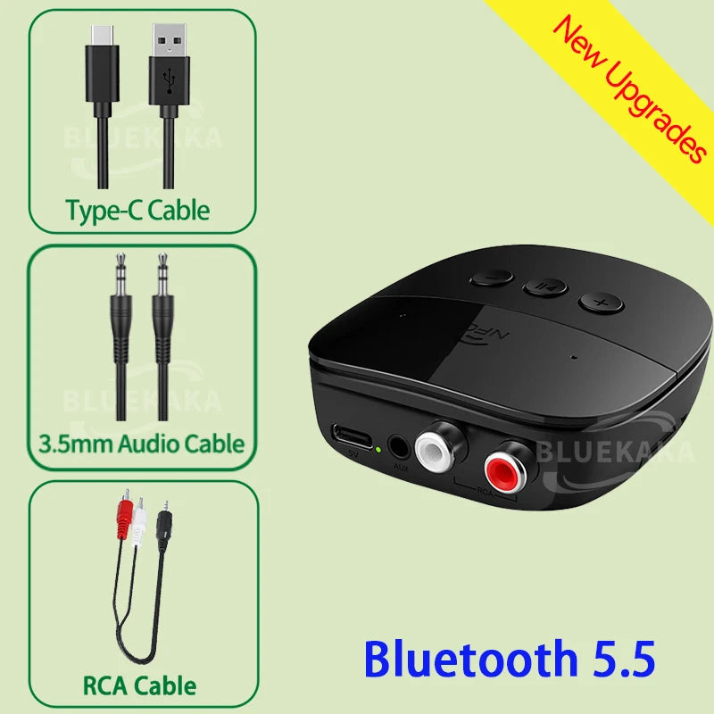 NFC Bluetooth 5.5 Audio Receiver 3.5mm AUX RCA USB U-Disk Stereo Music Wireless Adapter For Car Kit Speaker Amplifier With Mic