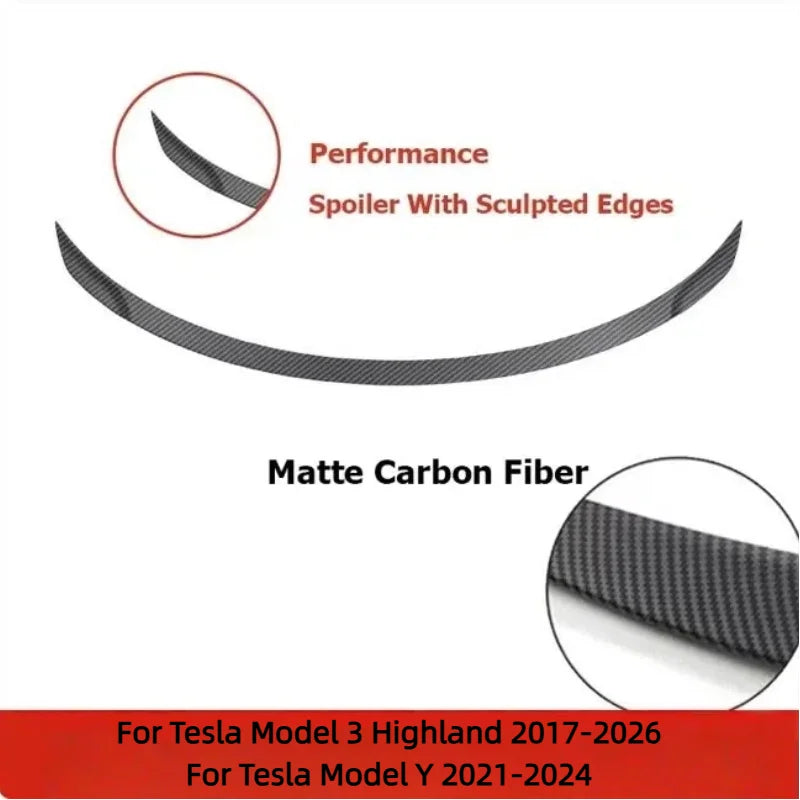 High-performance Matte Carbon Rear Trunk Spoilers Wing Tail For Tesla Model 3 Y Juniper 2026-2017 Tuning Accessories Refit