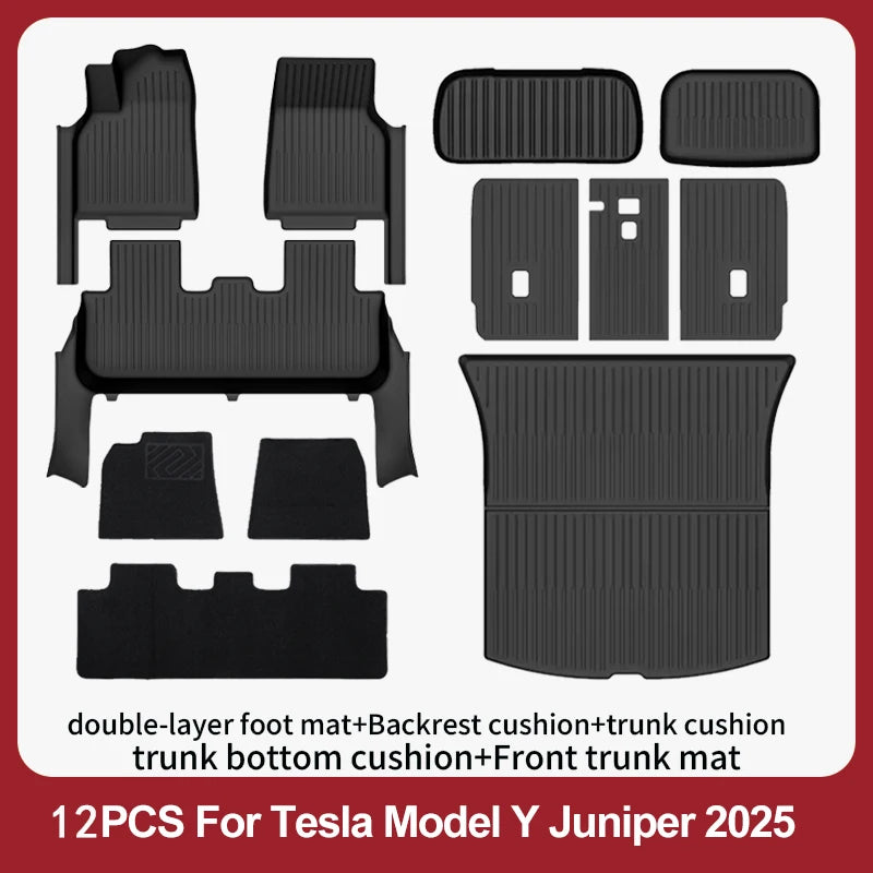 Floor Mats For 2025-2026 Tesla Model Y Juniper Premium/Performance TPE Floor Liner& Accessories Full-Door Sill Protective Cover