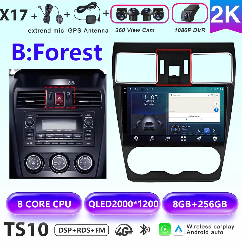 Android 16 Car radio For Subaru Forester 4 SJ XV WRX 2015 2016 - 2018 head unit Multimedia High-performance Navigation Screen