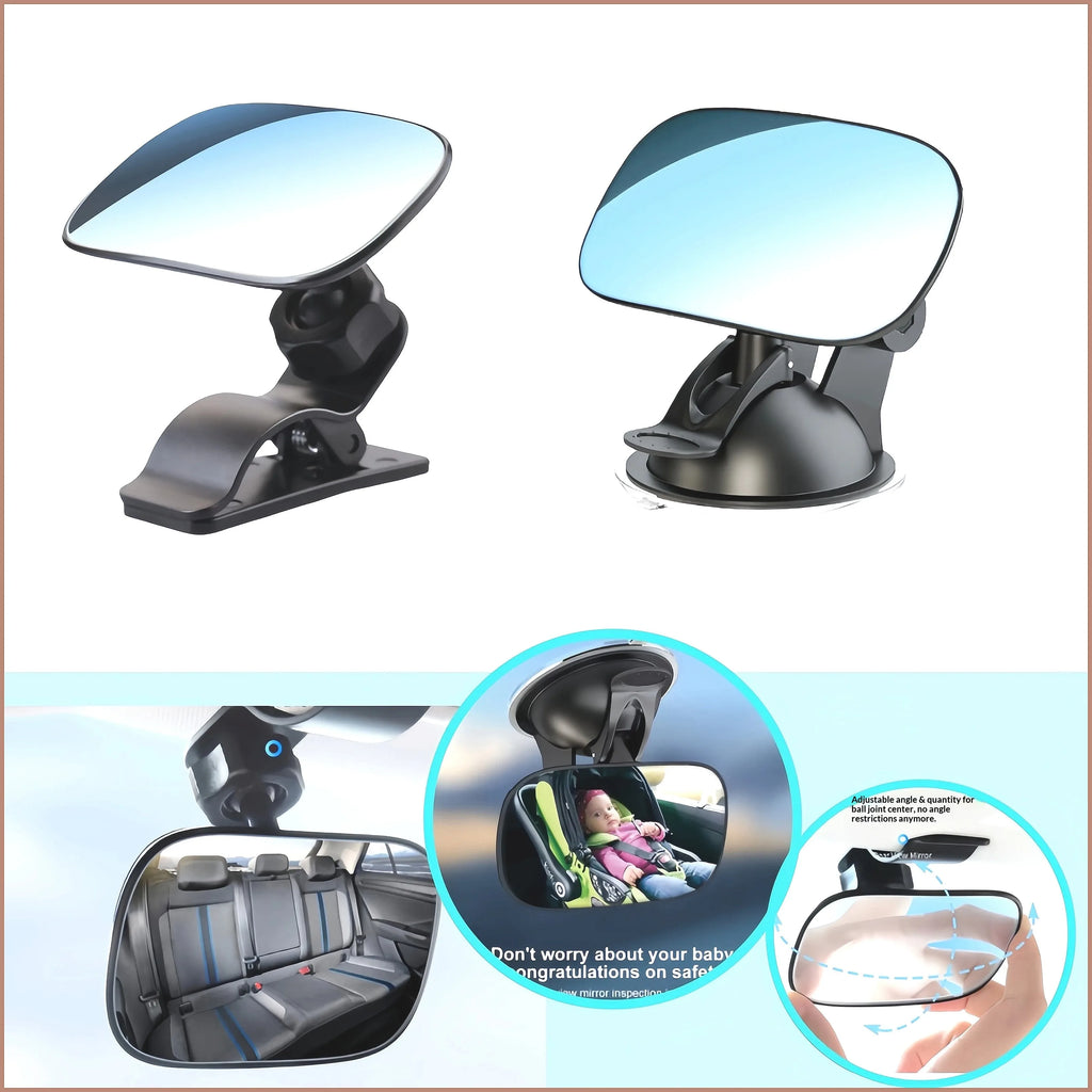 Universal 360° Adjustable Car Baby Safety Mirror for Rear Facing Seat, Wide Angle Anti Glare Kids Child Monitor
