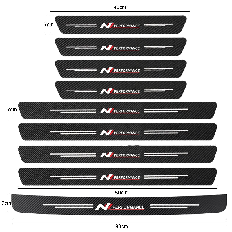 Auto Carbon Fiber Decals Stickers Car Door Threshold Scuff For Hyundai N Performance i10 i20 i30 i40 ix35 Tucson Elantra GENESIS