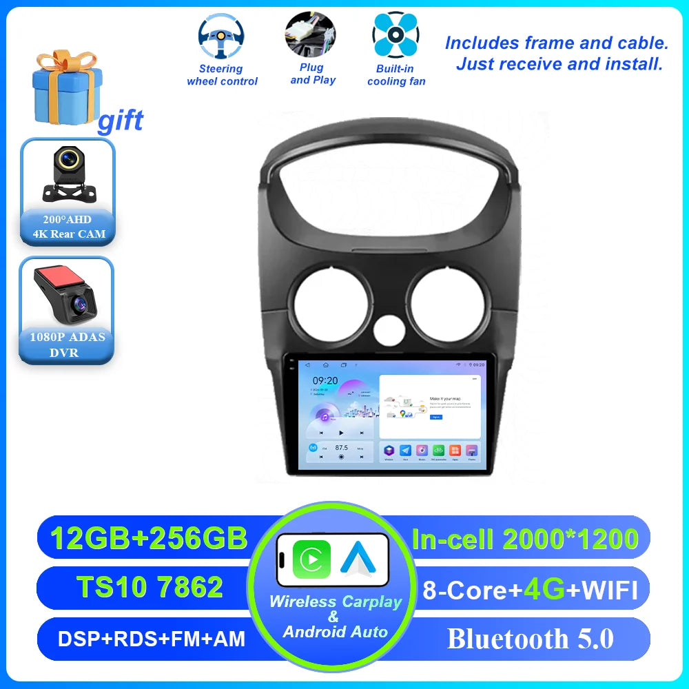 Car DVD Android 16 Radio Stereo For Chevrolet Spark M200 2005 -2009 High-Performance CPU QLED Screen Multimedia player NO 2Din