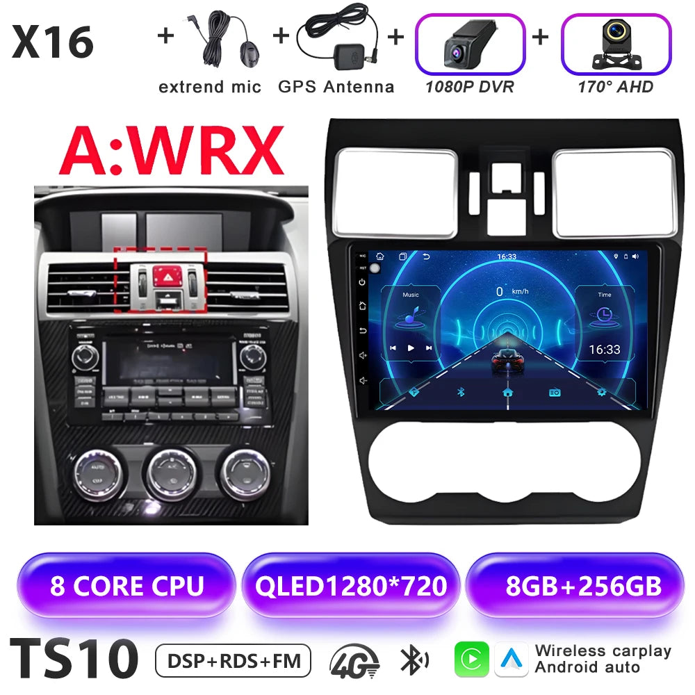 Android 16 Car radio For Subaru Forester 4 SJ XV WRX 2015 2016 - 2018 head unit Multimedia High-performance Navigation Screen