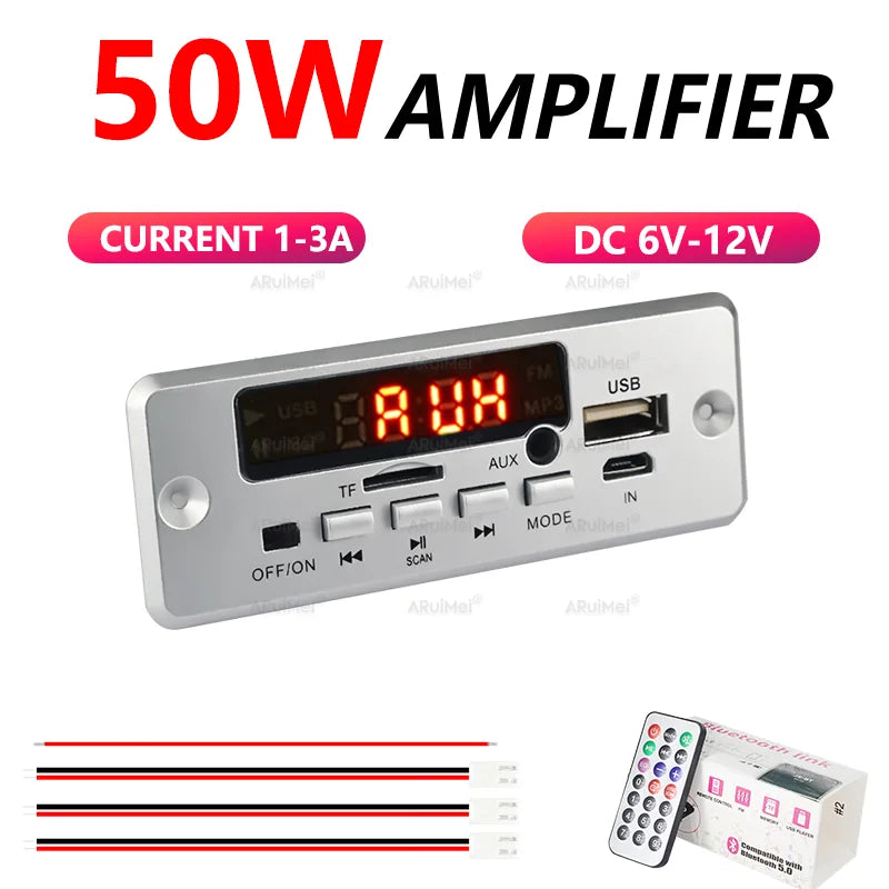 2x25W Complete Stereo Amplifier Kit with Case & Remote DC 6-12V for Car Home Audio FiiO Ampero II DIY Speaker Subwoofer Board