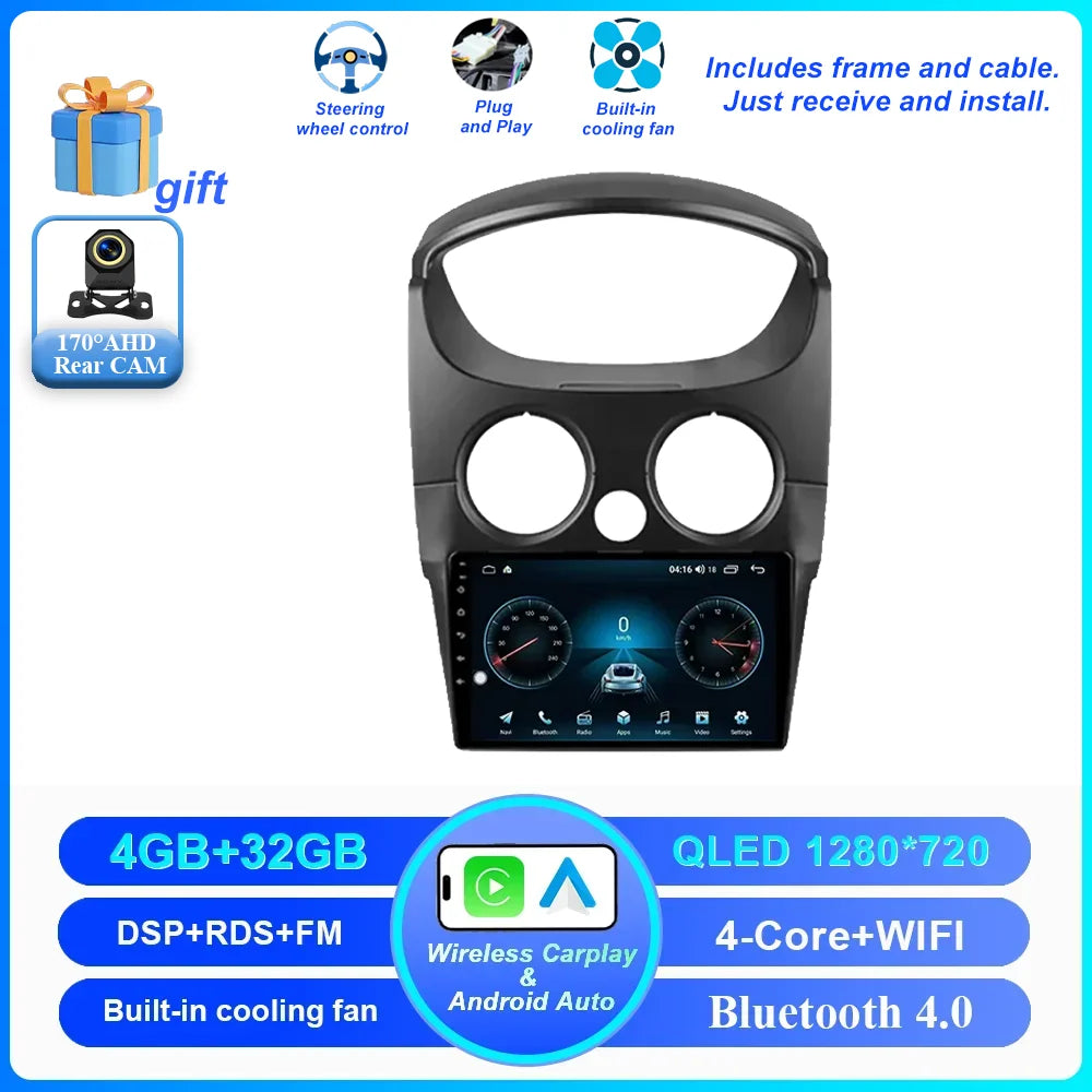 Car DVD Android 16 Radio Stereo For Chevrolet Spark M200 2005 -2009 High-Performance CPU QLED Screen Multimedia player NO 2Din