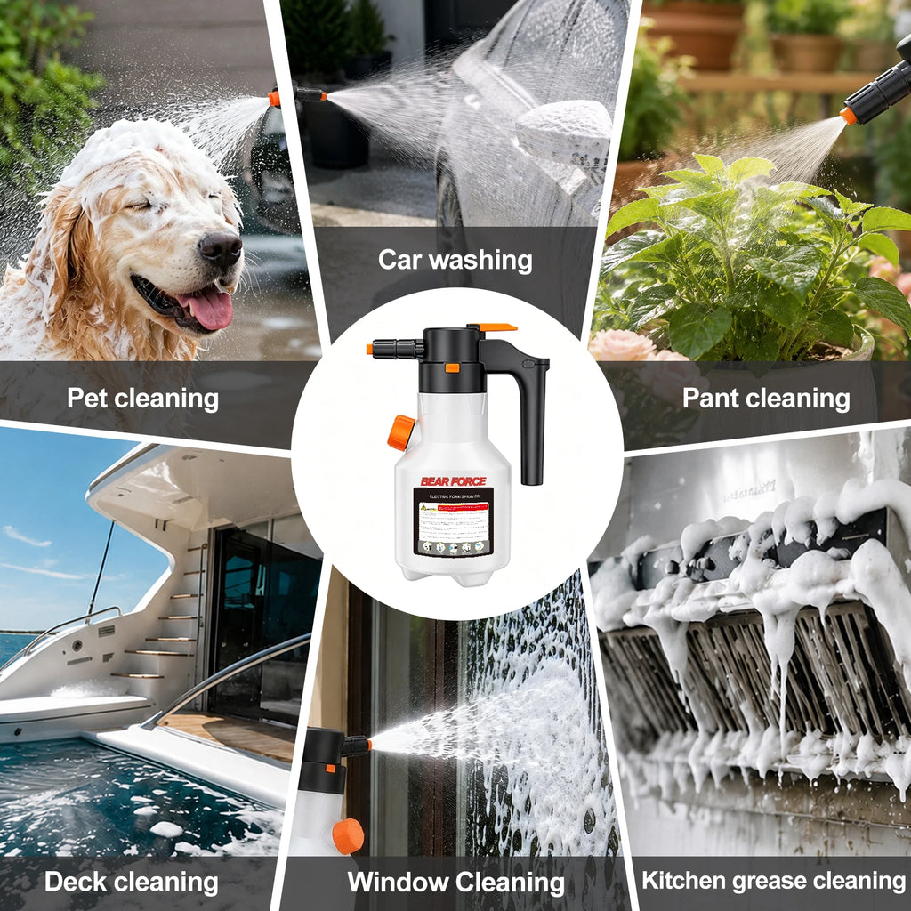2L Electric Foam Sprayer, 3000mAh USB Rechargeable with Side Pour Spout, Foam Cannon for Car Wash Auto Detailing Garden Cleaning