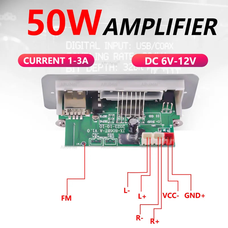 2x25W Complete Stereo Amplifier Kit with Case & Remote DC 6-12V for Car Home Audio FiiO Ampero II DIY Speaker Subwoofer Board