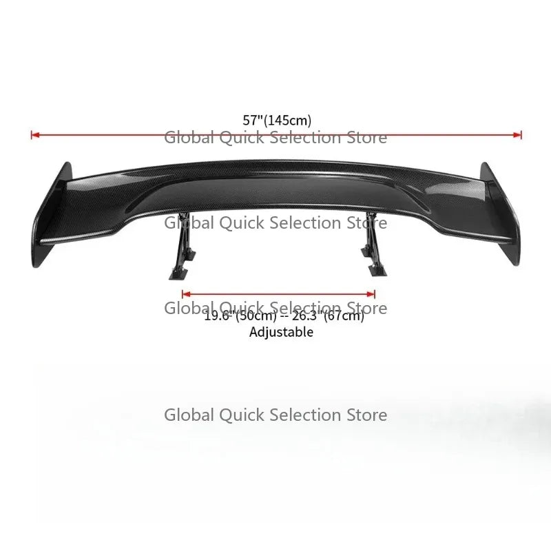 Universal Car Rear Spoiler Wing 145cm, Style Carbon Fiber Trunk Lid Wing Lip, Sedan Body Kit Tuning Decoration Accessories