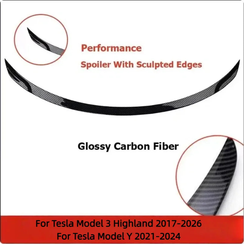 High-performance Matte Carbon Rear Trunk Spoilers Wing Tail For Tesla Model 3 Y Juniper 2026-2017 Tuning Accessories Refit