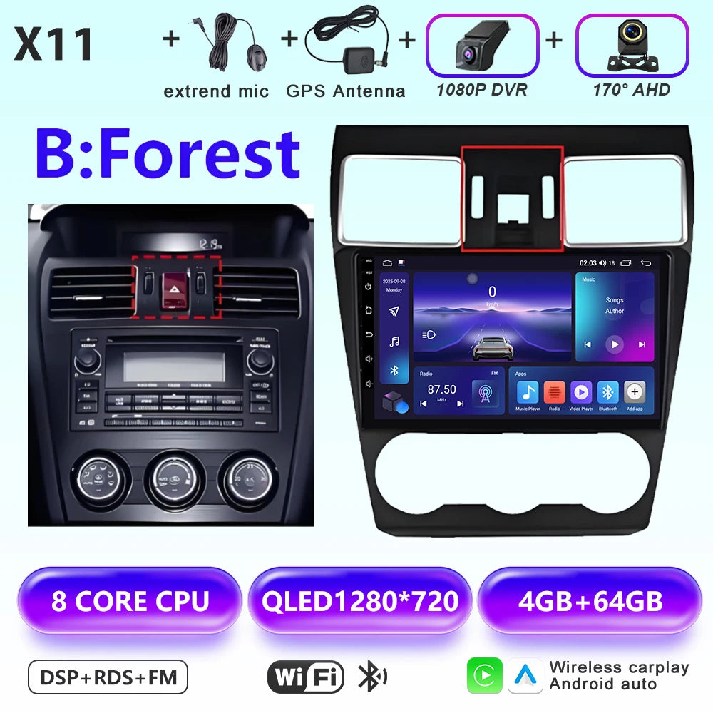 Android 16 Car radio For Subaru Forester 4 SJ XV WRX 2015 2016 - 2018 head unit Multimedia High-performance Navigation Screen