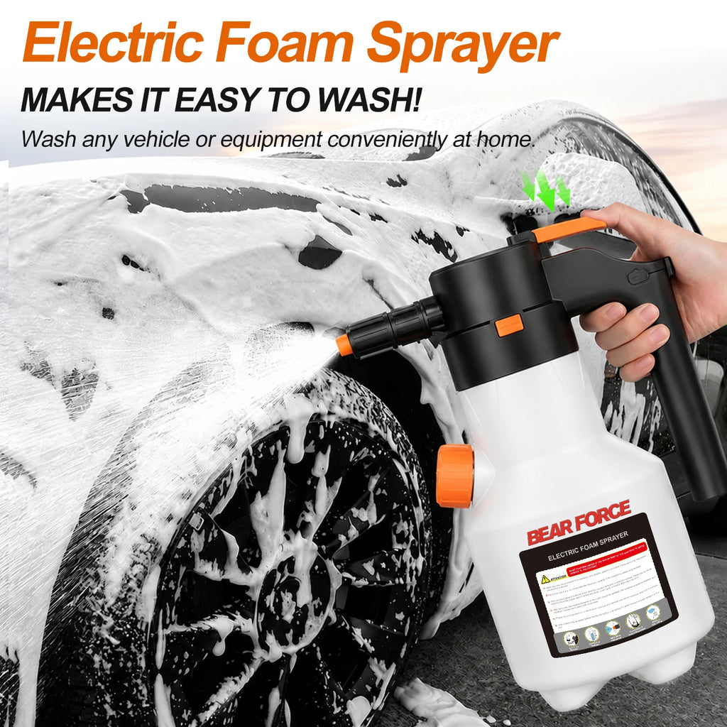 2L Electric Foam Sprayer, 3000mAh USB Rechargeable with Side Pour Spout, Foam Cannon for Car Wash Auto Detailing Garden Cleaning