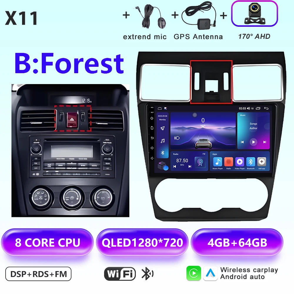 Android 16 Car radio For Subaru Forester 4 SJ XV WRX 2015 2016 - 2018 head unit Multimedia High-performance Navigation Screen
