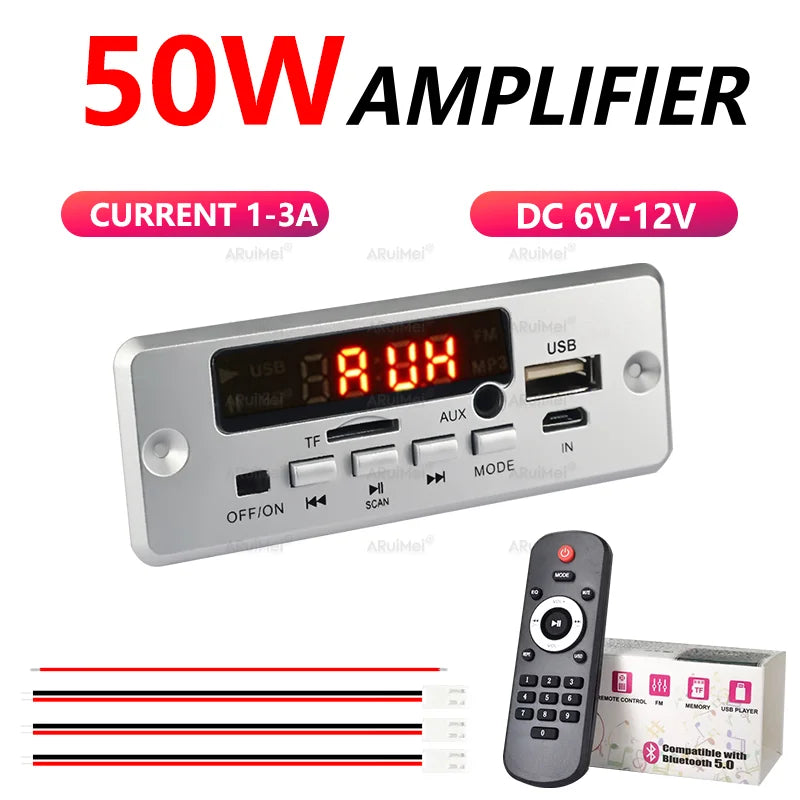 2x25W Complete Stereo Amplifier Kit with Case & Remote DC 6-12V for Car Home Audio FiiO Ampero II DIY Speaker Subwoofer Board