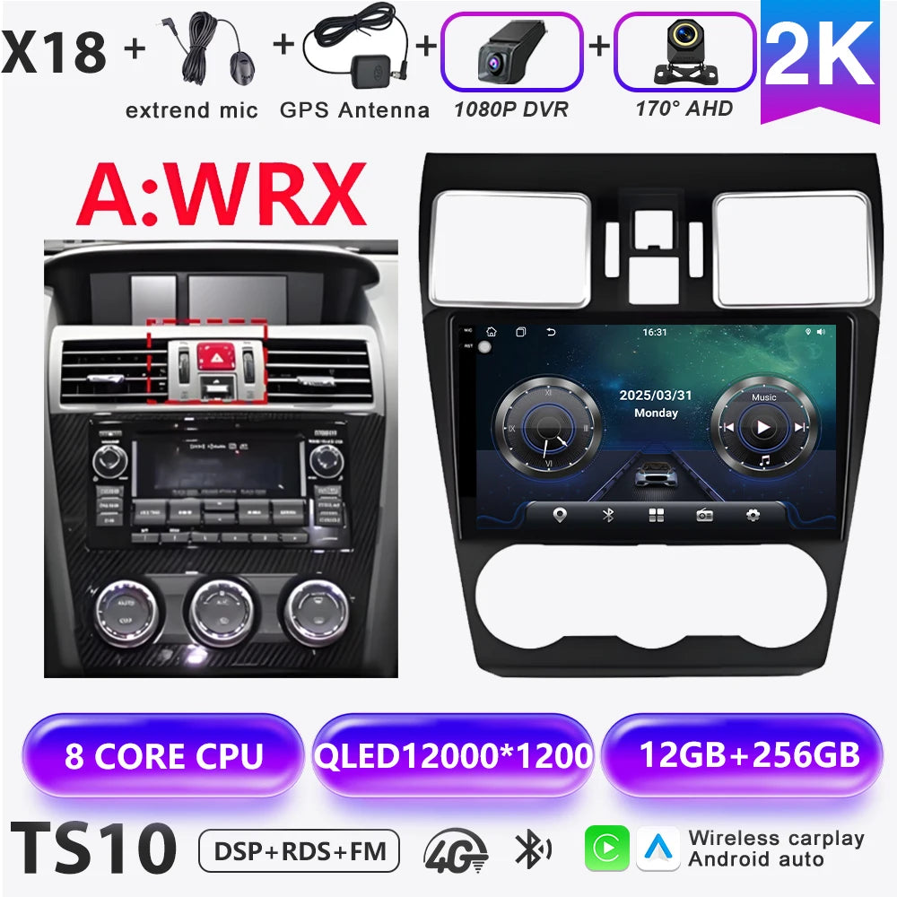Android 16 Car radio For Subaru Forester 4 SJ XV WRX 2015 2016 - 2018 head unit Multimedia High-performance Navigation Screen