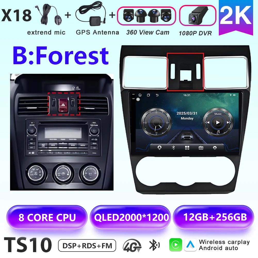 Android 16 Car radio For Subaru Forester 4 SJ XV WRX 2015 2016 - 2018 head unit Multimedia High-performance Navigation Screen