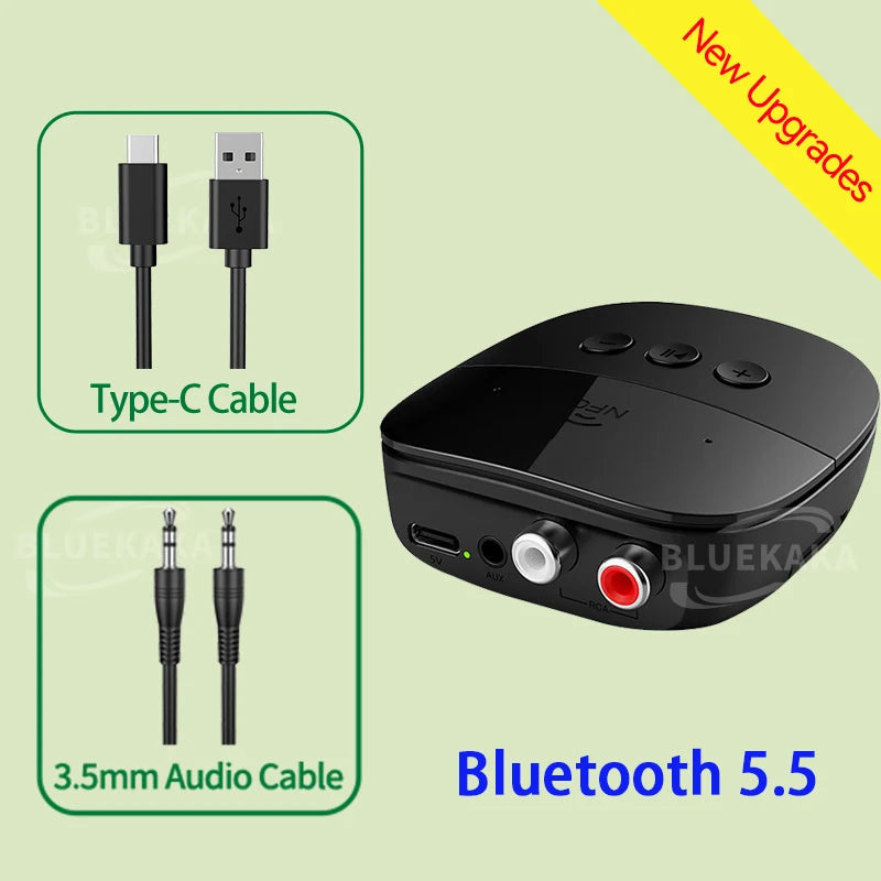 NFC Bluetooth 5.5 Audio Receiver 3.5mm AUX RCA USB U-Disk Stereo Music Wireless Adapter For Car Kit Speaker Amplifier With Mic