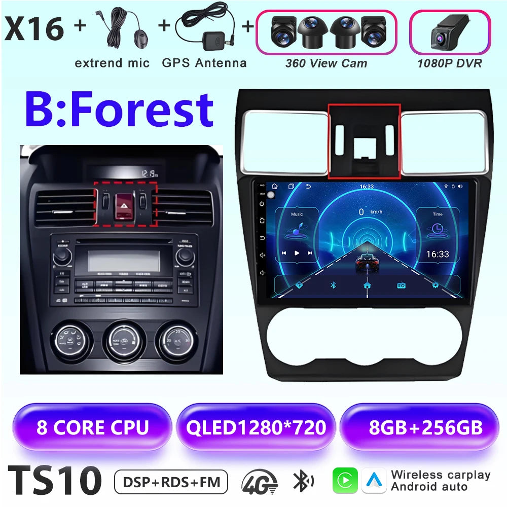 Android 16 Car radio For Subaru Forester 4 SJ XV WRX 2015 2016 - 2018 head unit Multimedia High-performance Navigation Screen