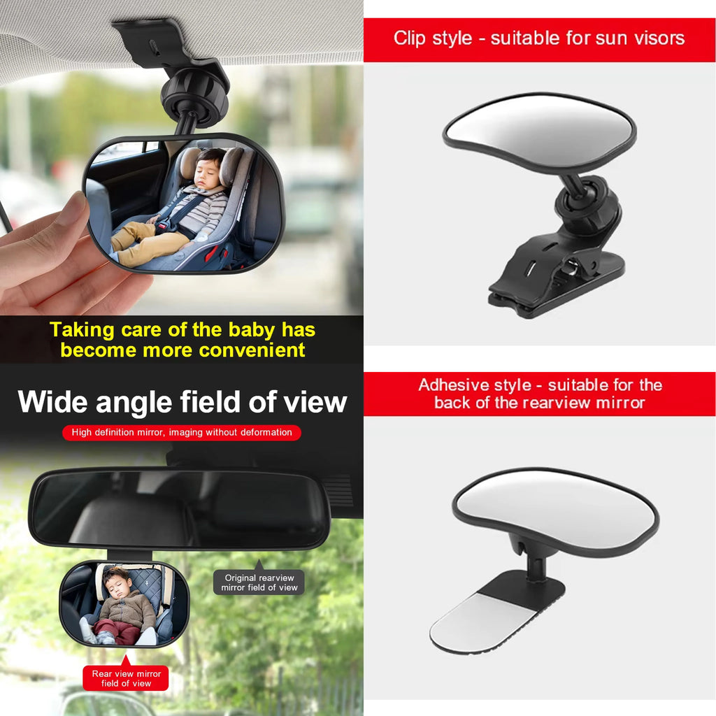 Adjustable Wide Car Rear Seat Mirror Baby/Child Seat Car Safety Mirror Monitor Clip or Paste Safety Car Baby Mirror Car Interior