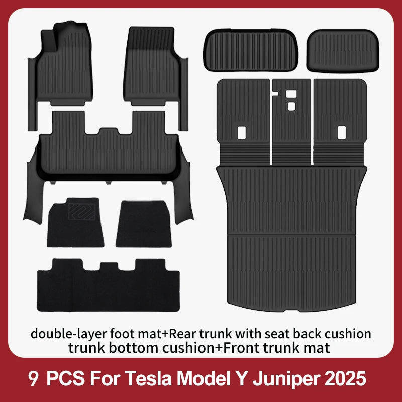 Floor Mats For 2025-2026 Tesla Model Y Juniper Premium/Performance TPE Floor Liner& Accessories Full-Door Sill Protective Cover