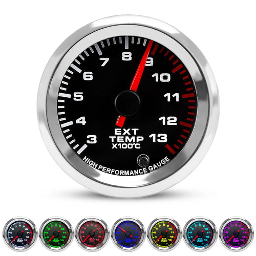 2'' 52mm Car High Performance Exhaust Gas Temp EGT Gauge kit 300-1300 Celsius 7 Colors Pointer egt Meter With Stepper Motor