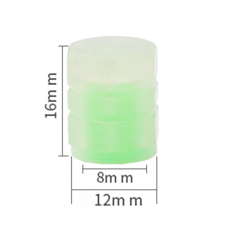 4 Pcs Valves Stem Caps Tire Valves Caps Universal Sparkling Illuminated Luminous Valves Nozzles Self-luminous Stem Cover Decor