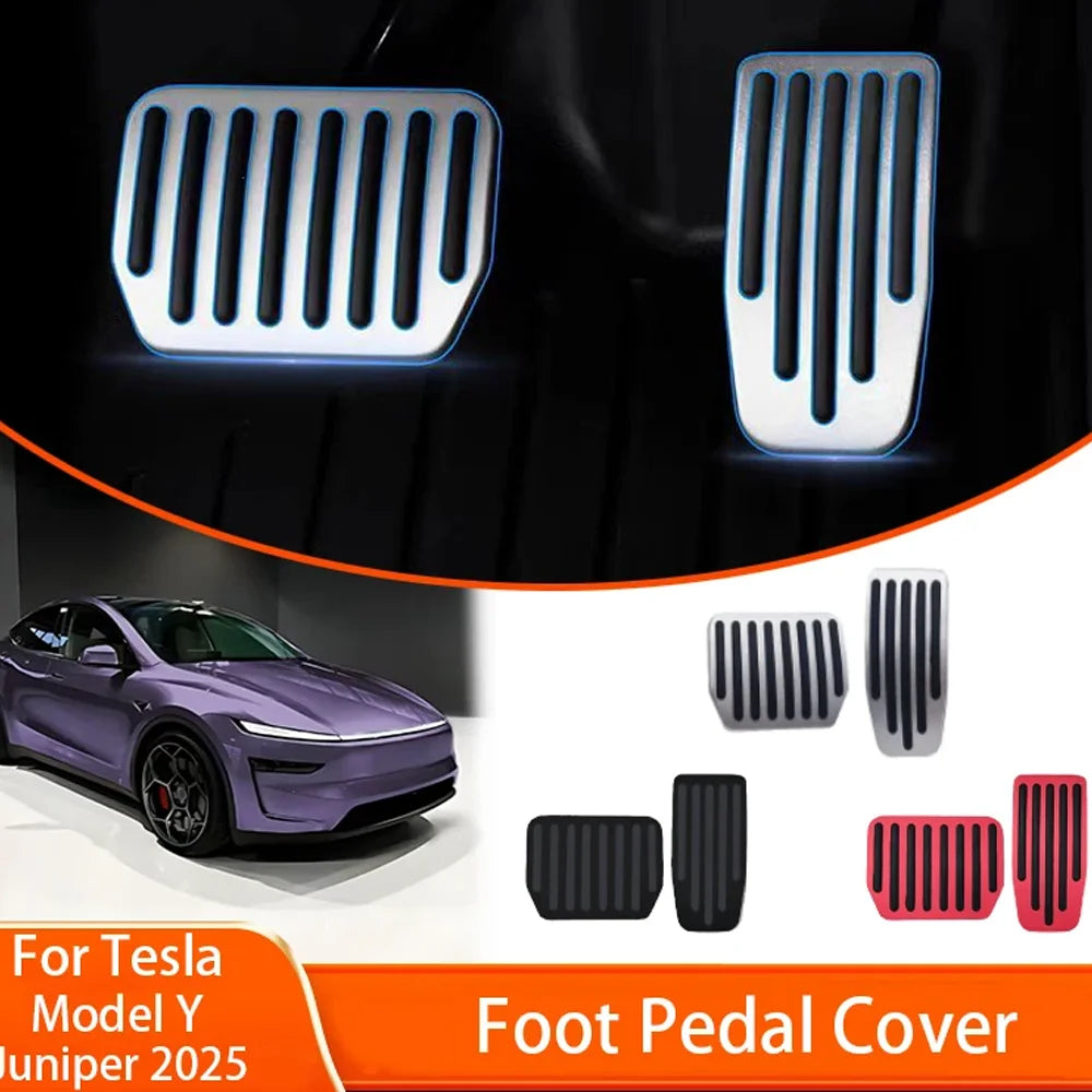 For Tesla Model Y Juniper 2025 Upgrade Non-slip Performance Aluminum Accelerator Brake Rest Foot Pedal Pads Mats Accessories