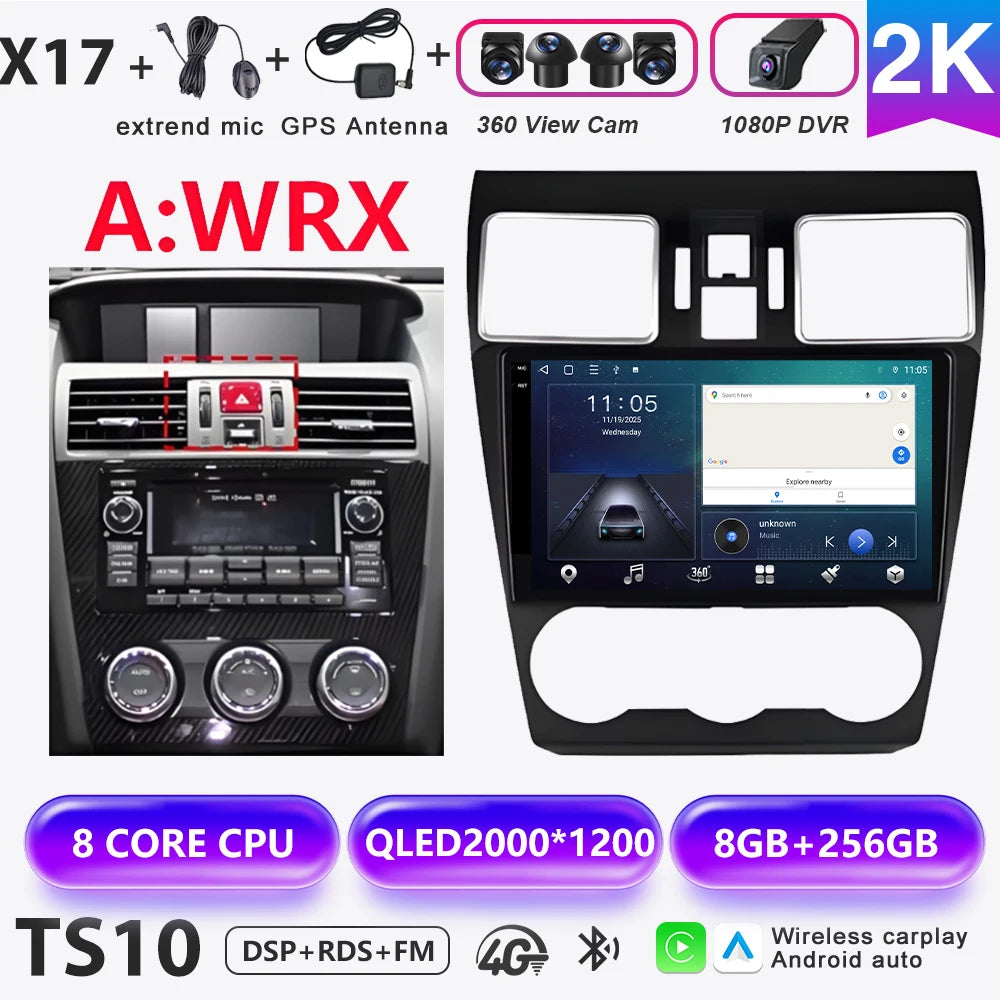 Android 16 Car radio For Subaru Forester 4 SJ XV WRX 2015 2016 - 2018 head unit Multimedia High-performance Navigation Screen