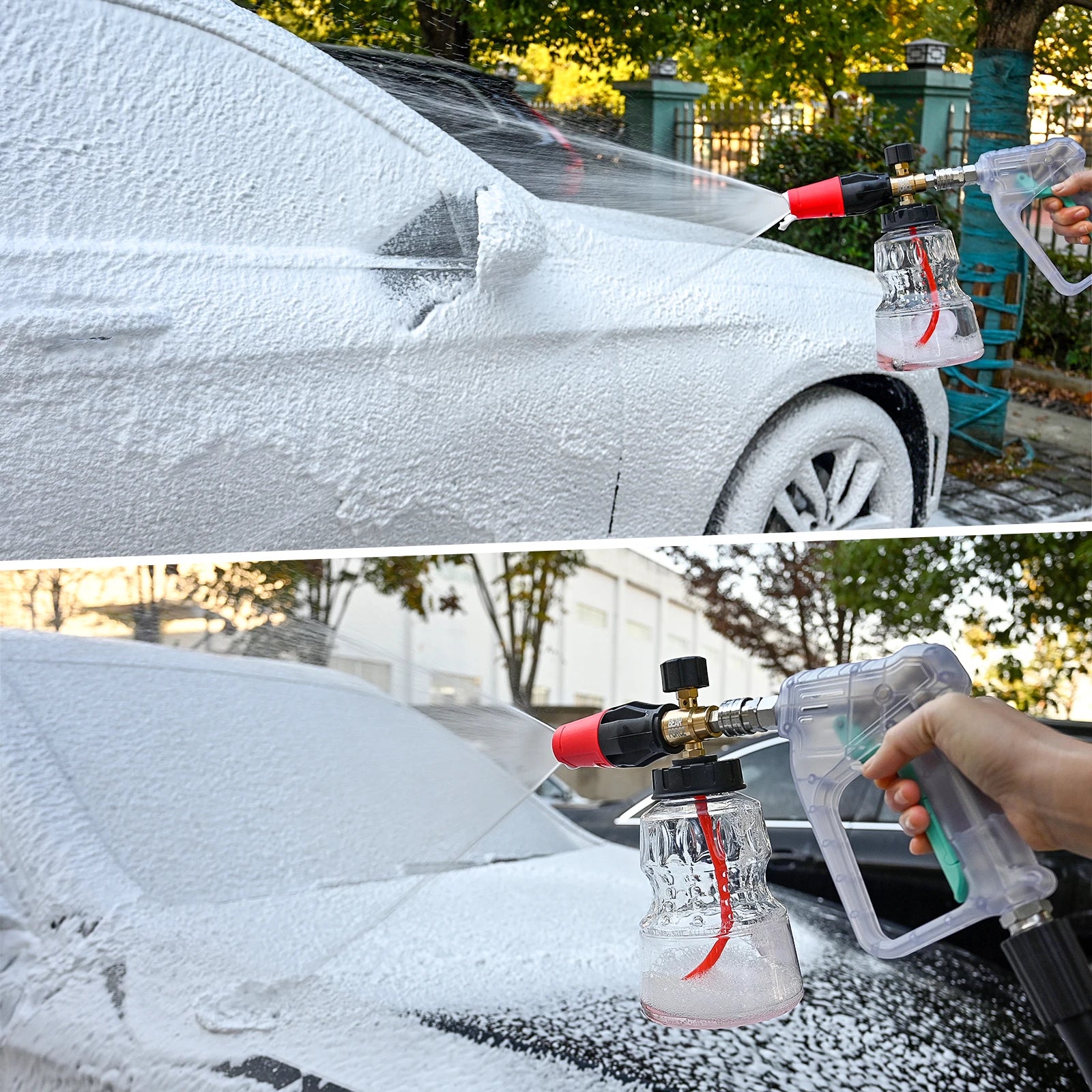 Pressure Washer Foam Cannon with 1/4” Quick Connector 360° Adjustable Thicker Snow Foam with 1L Soap Bottle Car Wash Detailing
