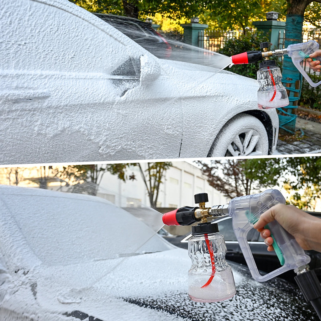 Pressure Washer Foam Cannon with 1/4” Quick Connector 360° Adjustable Thicker Snow Foam with 1L Soap Bottle Car Wash Detailing