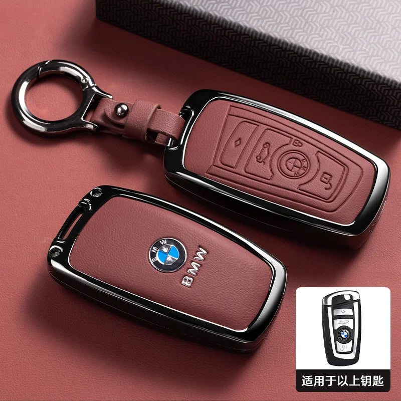 Zinc Alloy Leather Car Smart Key Case Cover For BMW M Performance F30 F20 F10 F18 F22 F01 X3 X4 F06 F02 M3 M5 Keychain Accessory