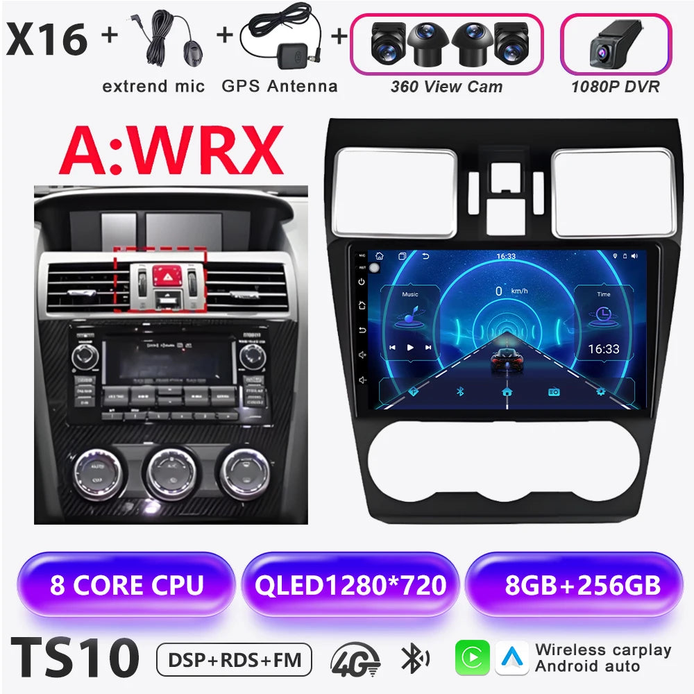 Android 16 Car radio For Subaru Forester 4 SJ XV WRX 2015 2016 - 2018 head unit Multimedia High-performance Navigation Screen