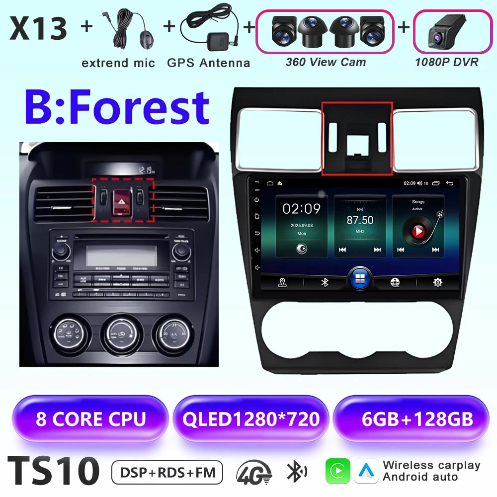 Android 16 Car radio For Subaru Forester 4 SJ XV WRX 2015 2016 - 2018 head unit Multimedia High-performance Navigation Screen