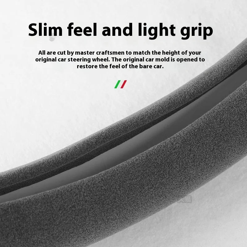 For MG ONE MG ES5 MG4 EV MG7 Suede Anti-slip Car Steering Wheel Cover Upper and lower D shape 3D Embossing Logo Auto Accessories