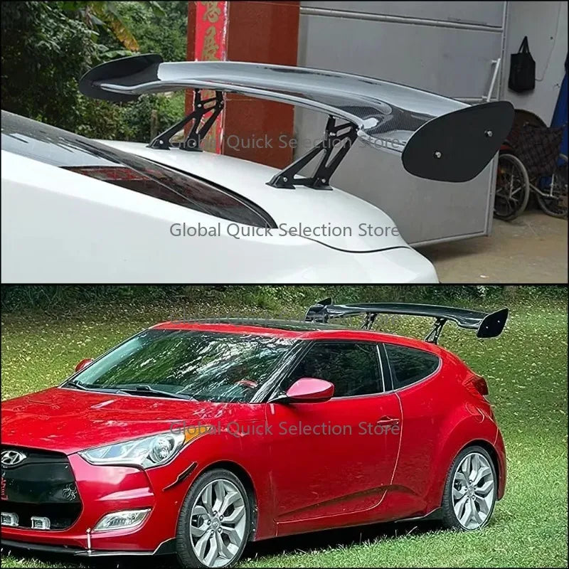 Universal Car Rear Spoiler Wing 145cm, Style Carbon Fiber Trunk Lid Wing Lip, Sedan Body Kit Tuning Decoration Accessories