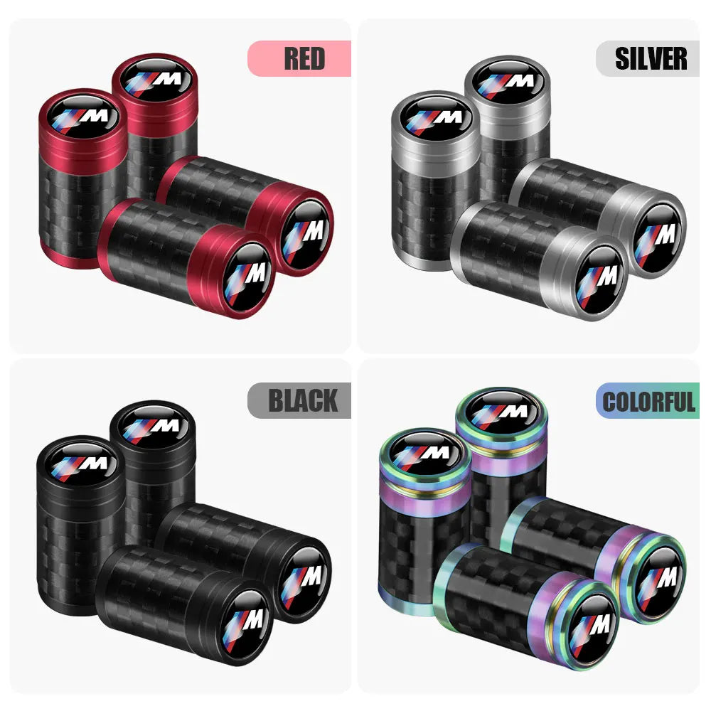 Carbon Fiber Car Tire Valve Caps Auto Accessories For BMW 1 3 5 7 Series M Performance M3 M5 M6 F01 F20 F10 F13 F15 F16 F30 F34