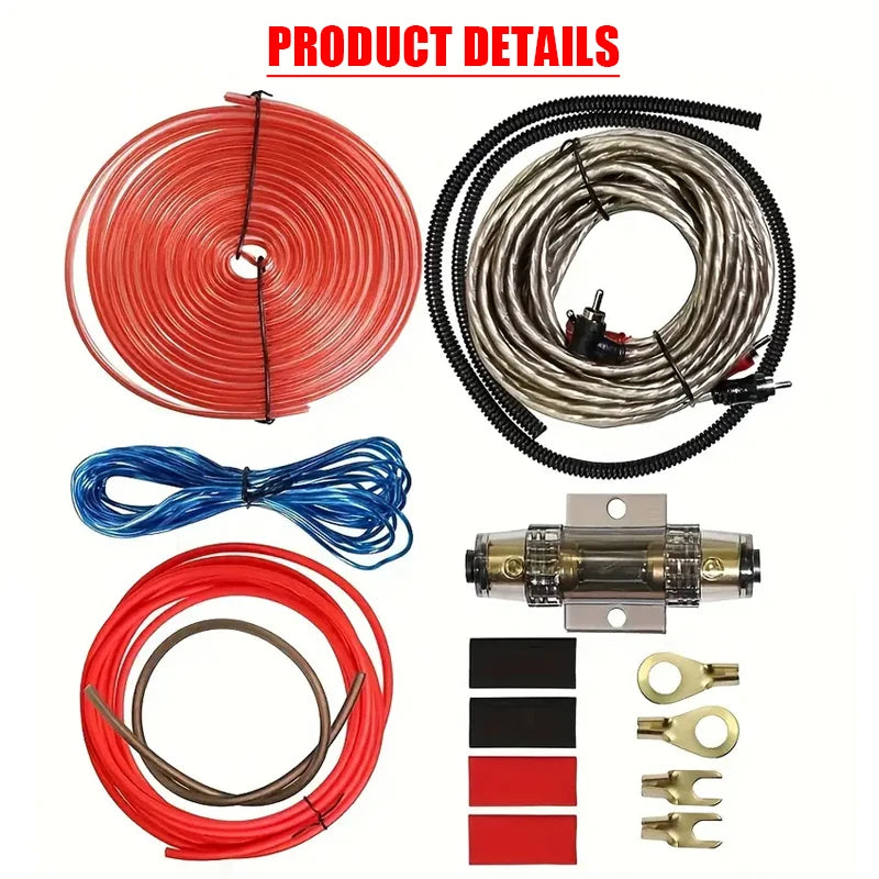 8GA Amplifier Audio Speaker Wiring Kit Car Audio RCA Line with 60 Amp Fuse Holder Car Modification Accessories Cable