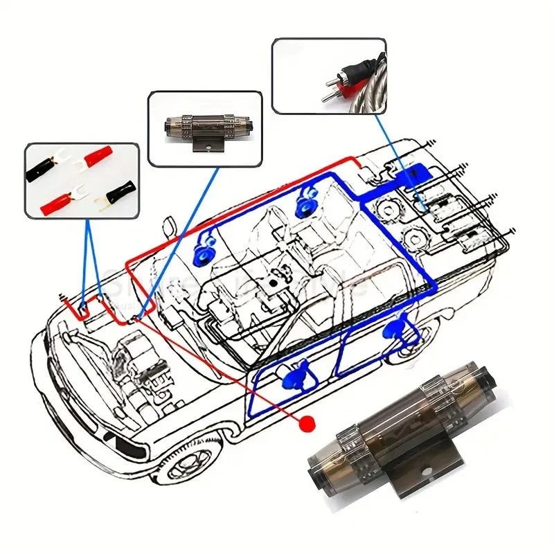 8GA Amplifier Audio Speaker Wiring Kit Car Audio RCA Line with 60 Amp Fuse Holder Car Modification Accessories Cable